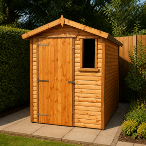 Levisham 5' x 5' Log Lap Shed Golden – Delivered & Installed