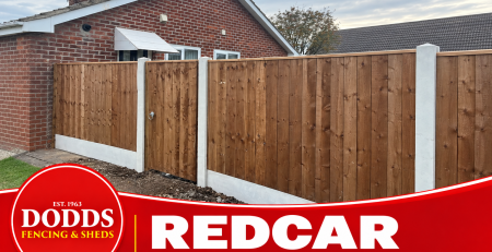 Closeboard garden fencing with concrete posts and an accessible gate in Redcar