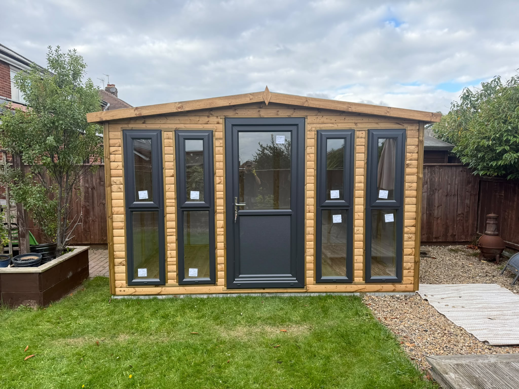 12x8 log lap garden room delivered and fitted in Fairfield