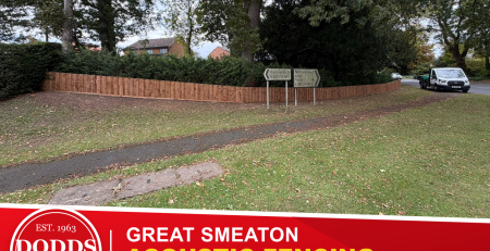 Acoustic fencing supplied by Dodds beside a road in Great Smeaton